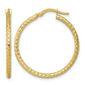 14k Polished Diamond-cut Hoop Earrings