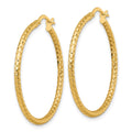 14k Polished Diamond-cut Hoop Earrings