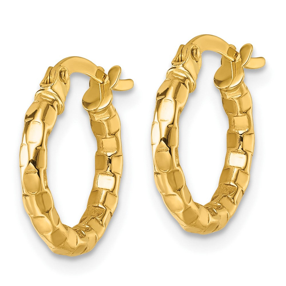 14k Polished Textured Hoop Earrings