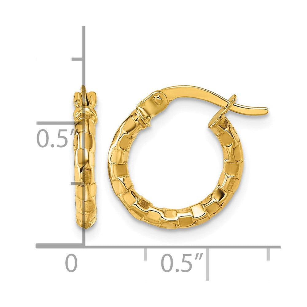 14k Polished Textured Hoop Earrings