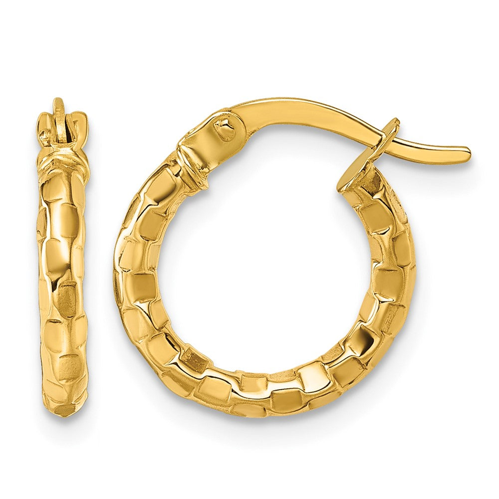 14k Polished Textured Hoop Earrings