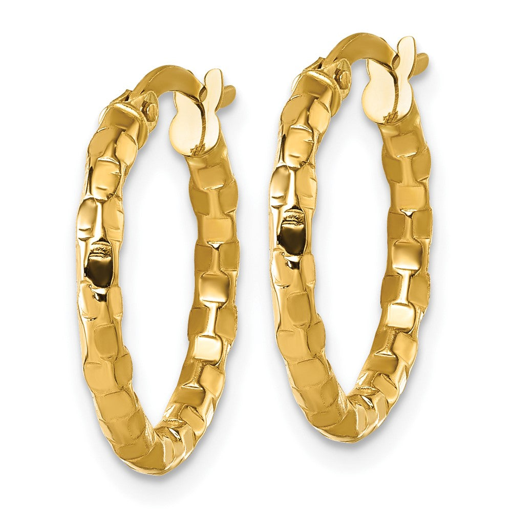 14k Polished Textured Hoop Earrings