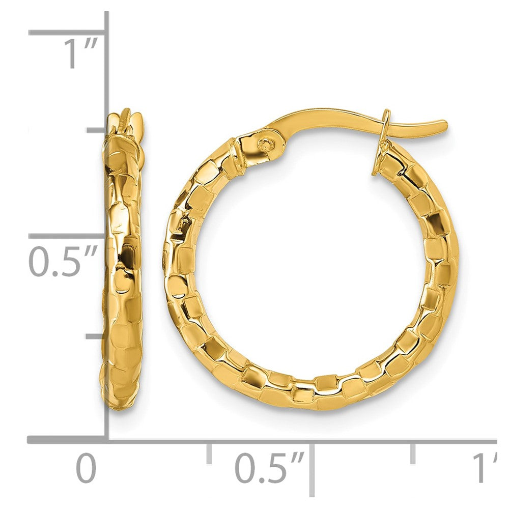 14k Polished Textured Hoop Earrings