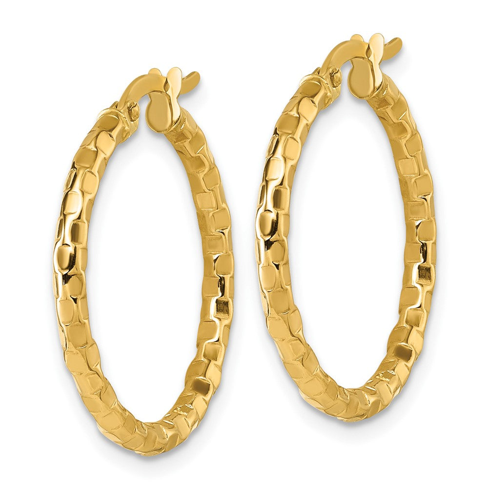 14k Polished Textured Hoop Earrings