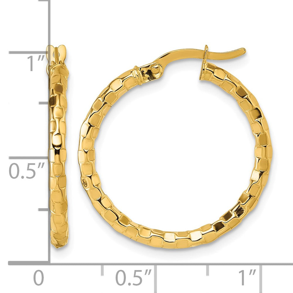 14k Polished Textured Hoop Earrings