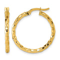 14k Polished Textured Hoop Earrings