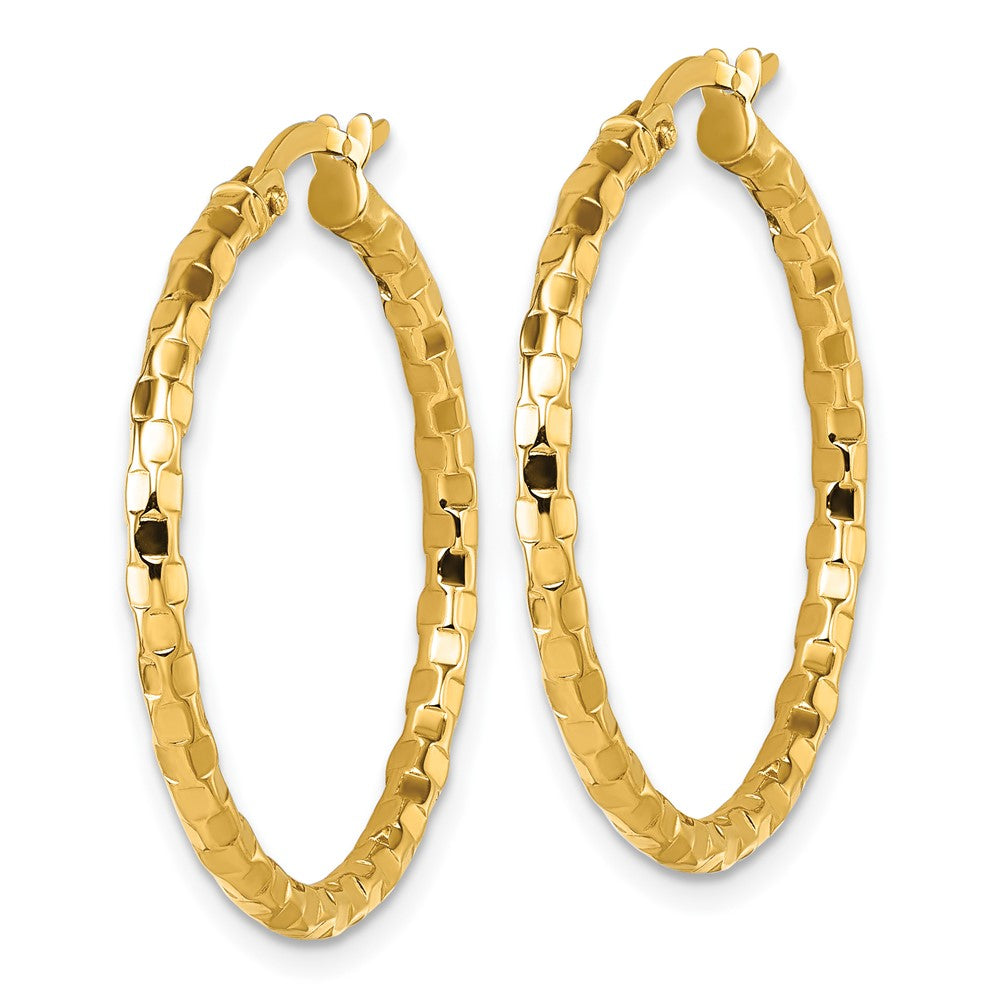 14k Polished Textured Hoop Earrings