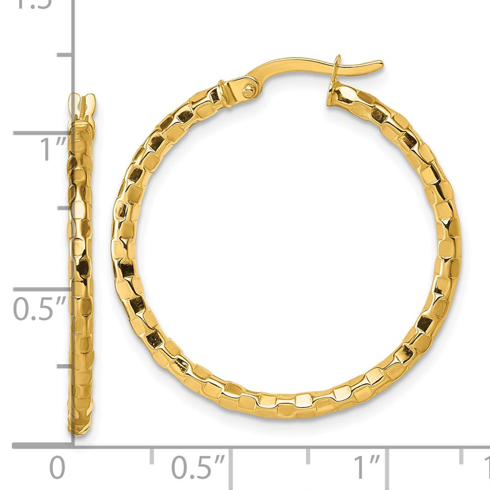 14k Polished Textured Hoop Earrings