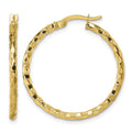 14k Polished Textured Hoop Earrings