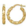 14k Polished Diamond-cut Twist Hoop Earrings