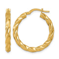 14k Polished Diamond-cut Twist Hoop Earrings