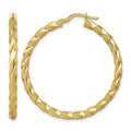 14k Polished Diamond-cut Twist Hoop Earrings