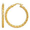 14k Polished Diamond-cut Twist Hoop Earrings