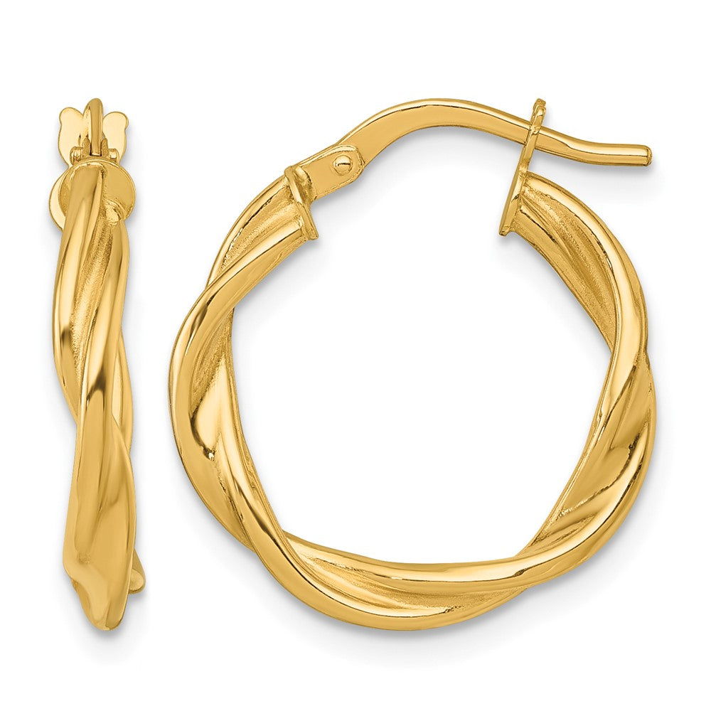14k Polished Twist Hoop Earrings
