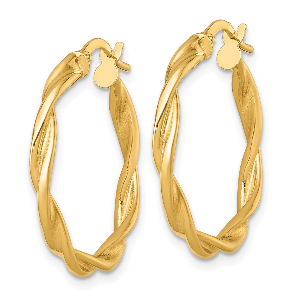 14k Polished Twist Hoop Earrings