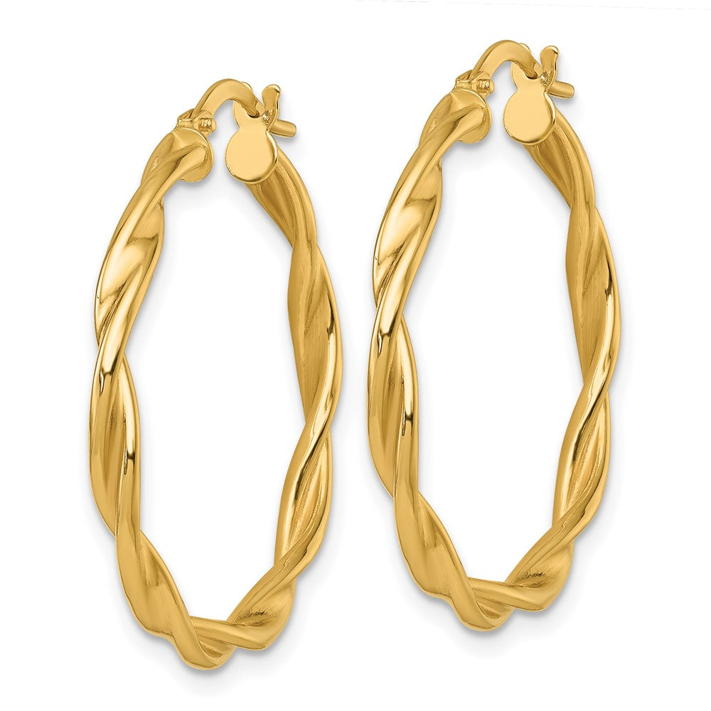 14k Polished Twist Hoop Earrings