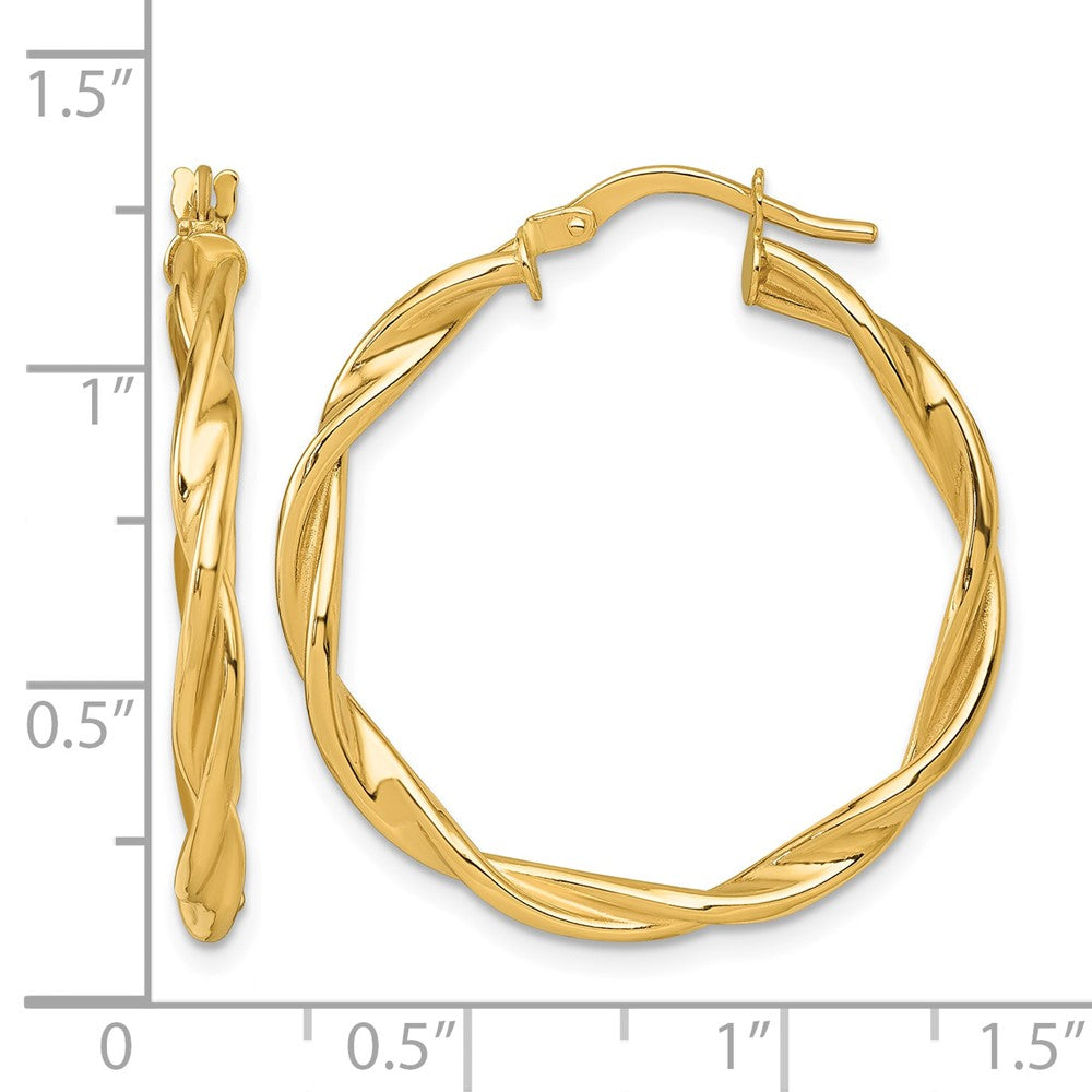 14k Polished Twist Hoop Earrings