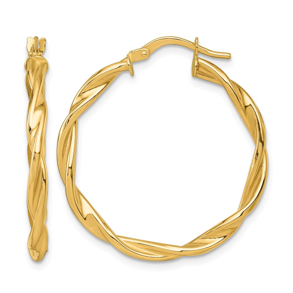 14k Polished Twist Hoop Earrings