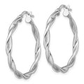 14k White Gold Polished Twist Hoop Earrings