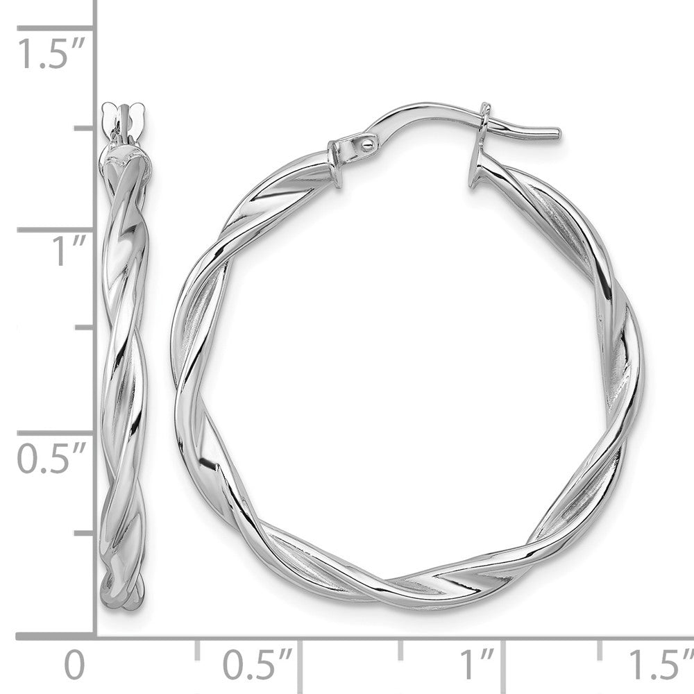 14k White Gold Polished Twist Hoop Earrings