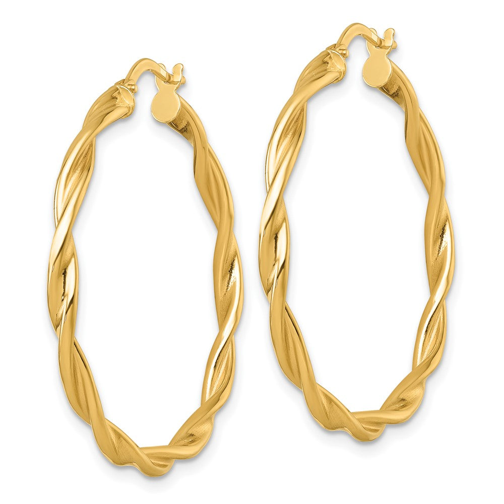 14k Polished Twist Hoop Earrings