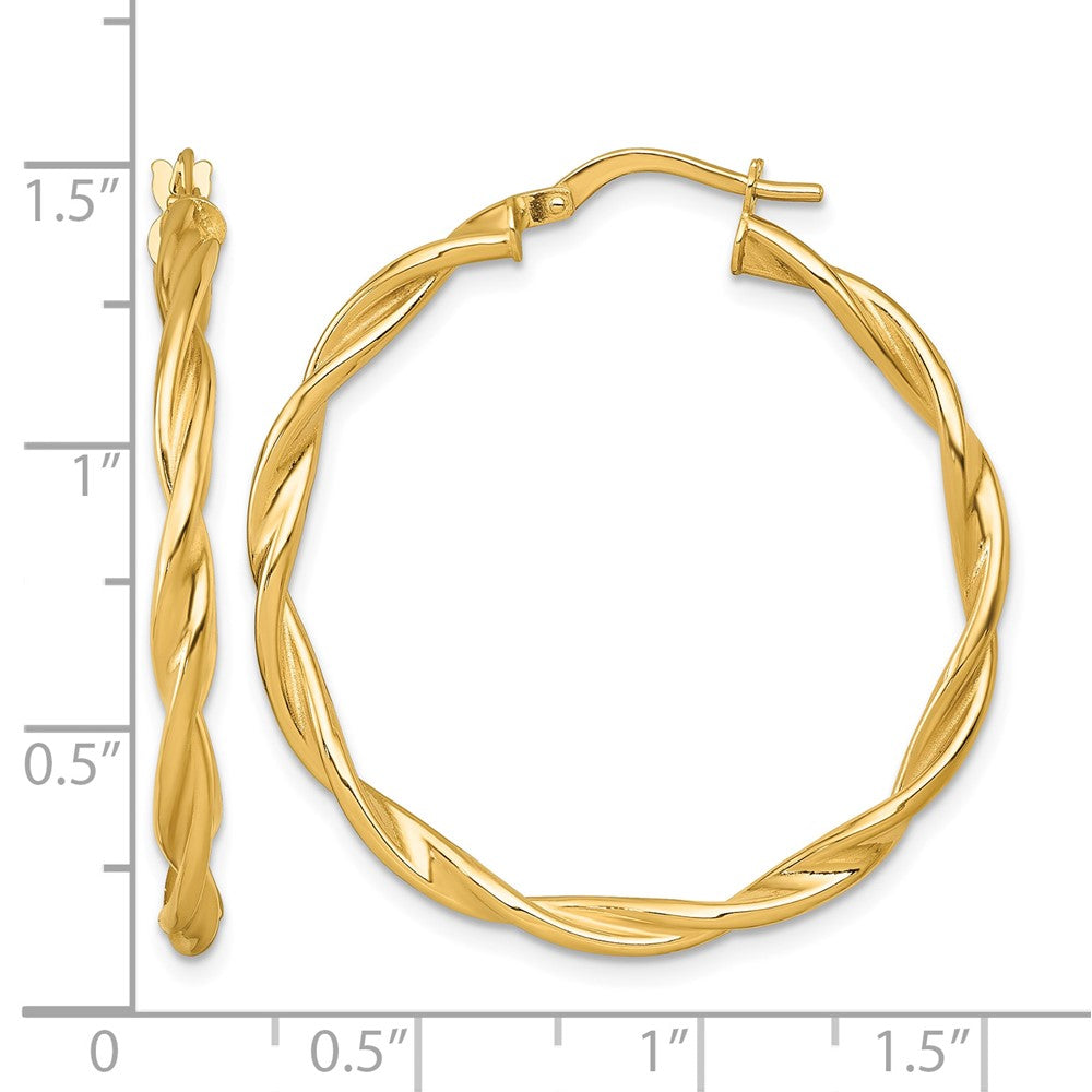 14k Polished Twist Hoop Earrings