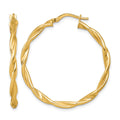 14k Polished Twist Hoop Earrings