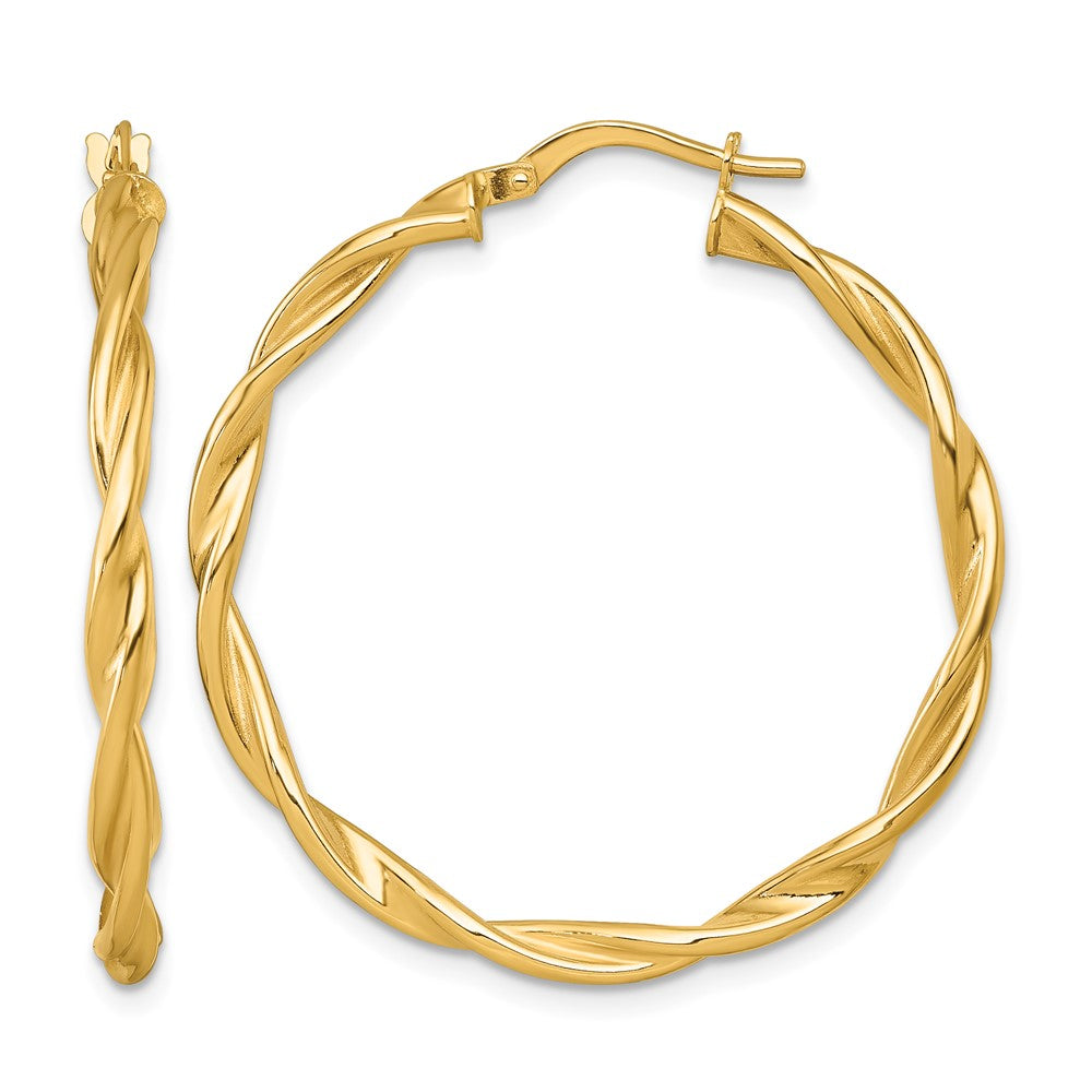 14k Polished Twist Hoop Earrings
