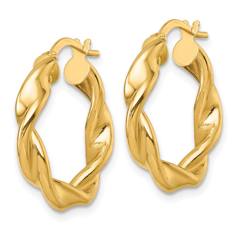 14k Polished Twist Hoop Earrings