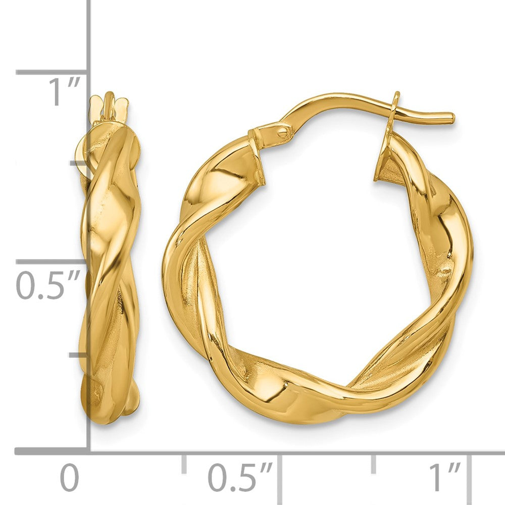 14k Polished Twist Hoop Earrings