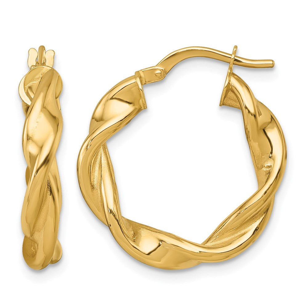 14k Polished Twist Hoop Earrings