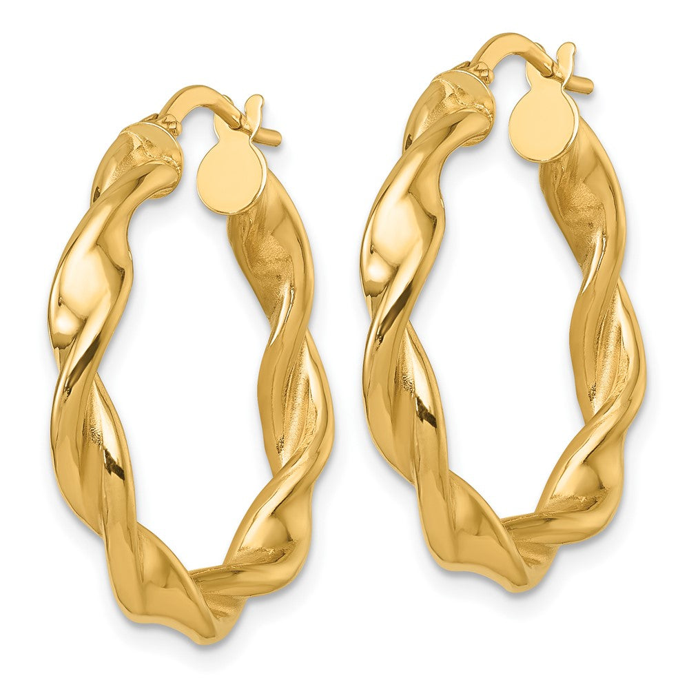 14k Polished Twist Hoop Earrings
