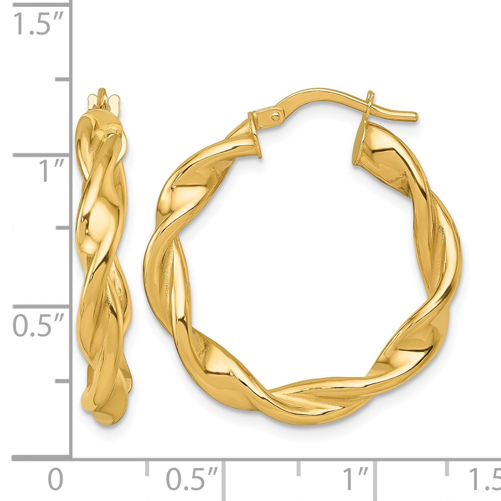 14k Polished Twist Hoop Earrings
