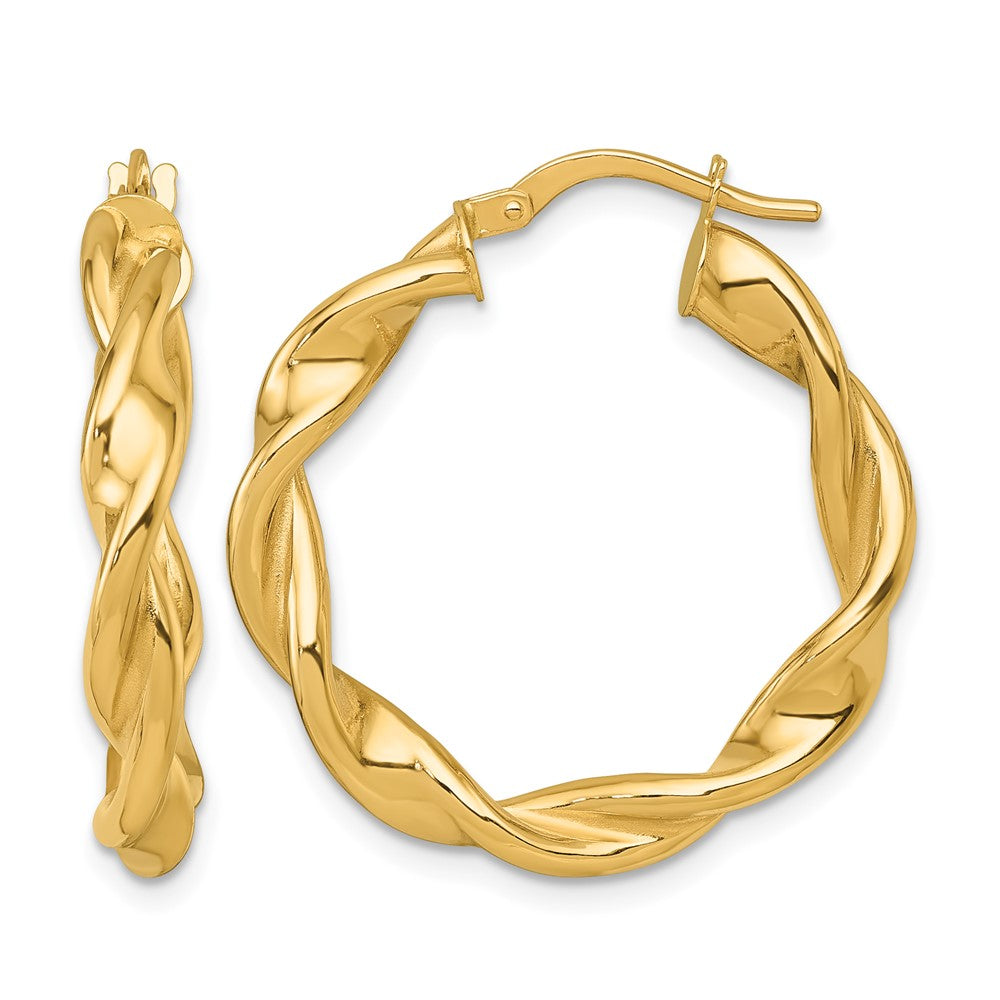14k Polished Twist Hoop Earrings