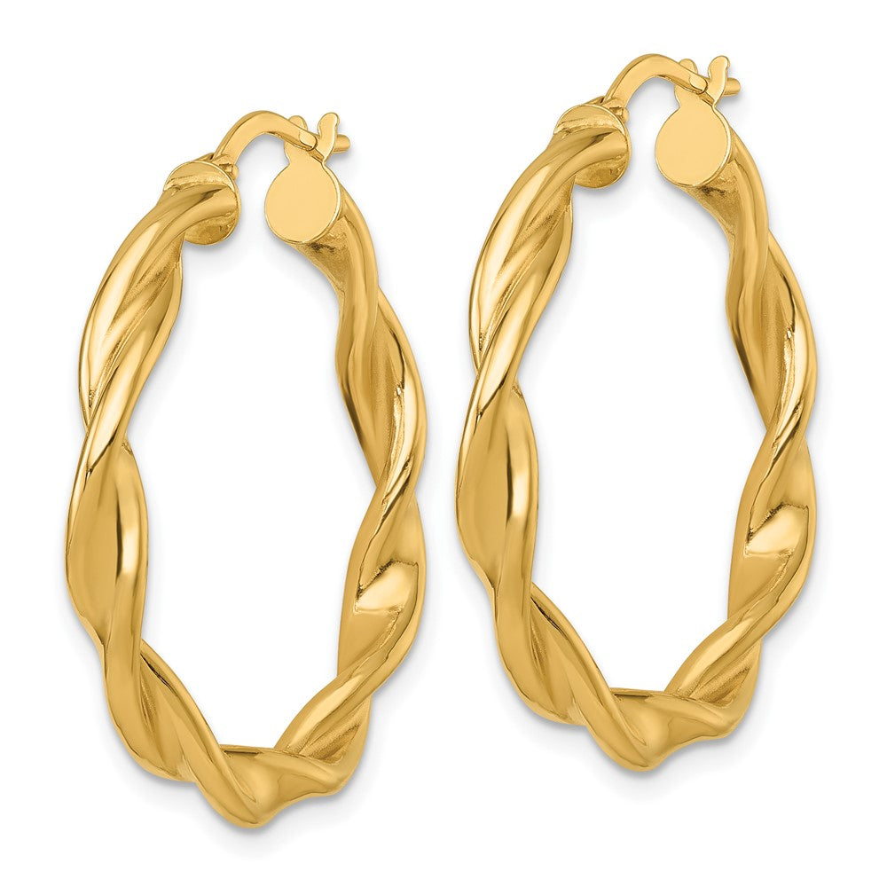 14k Polished Twist Hoop Earrings