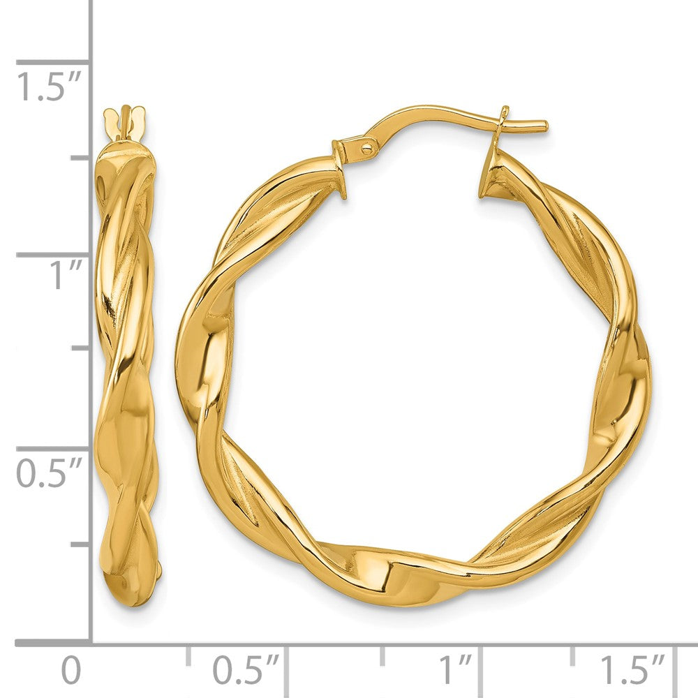 14k Polished Twist Hoop Earrings