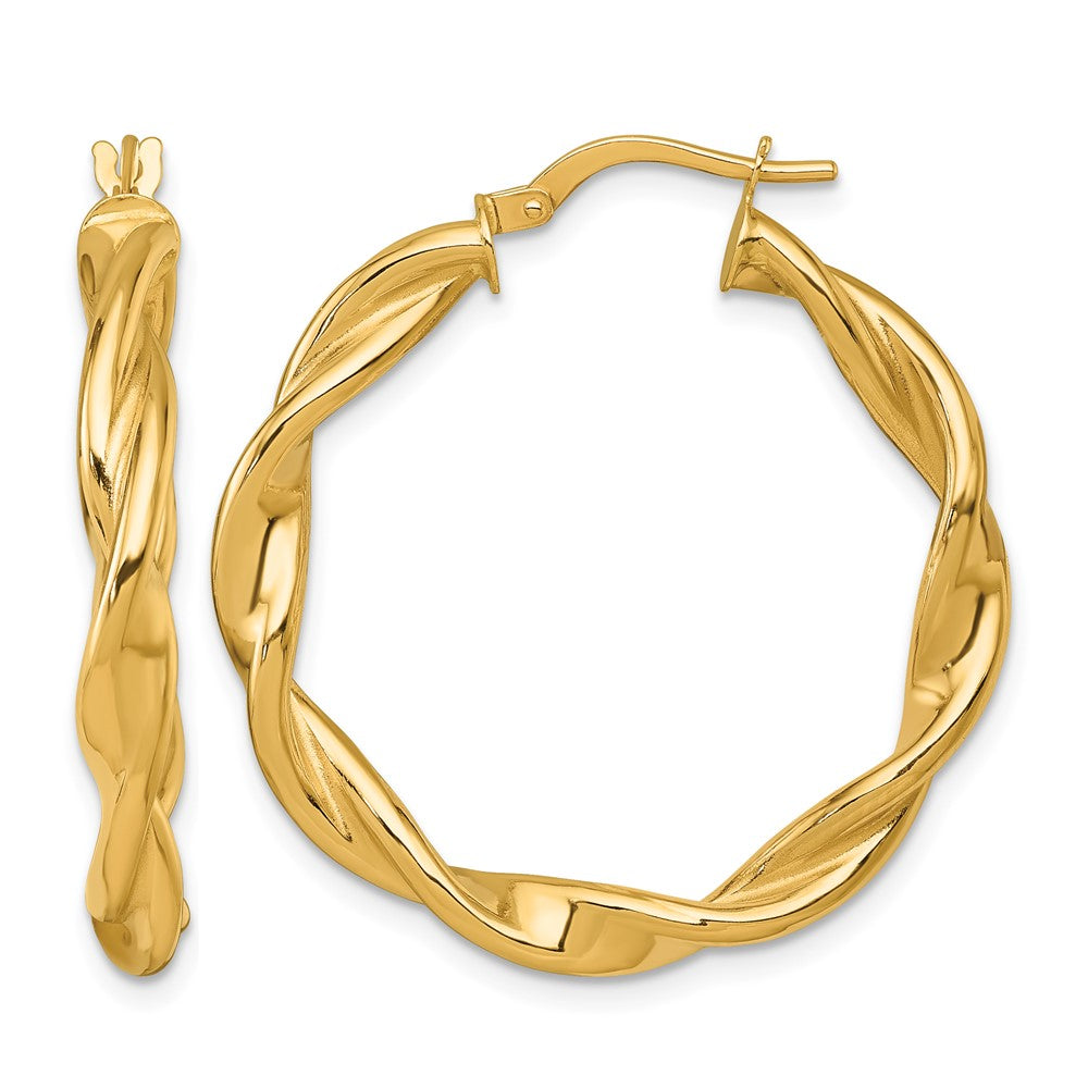 14k Polished Twist Hoop Earrings