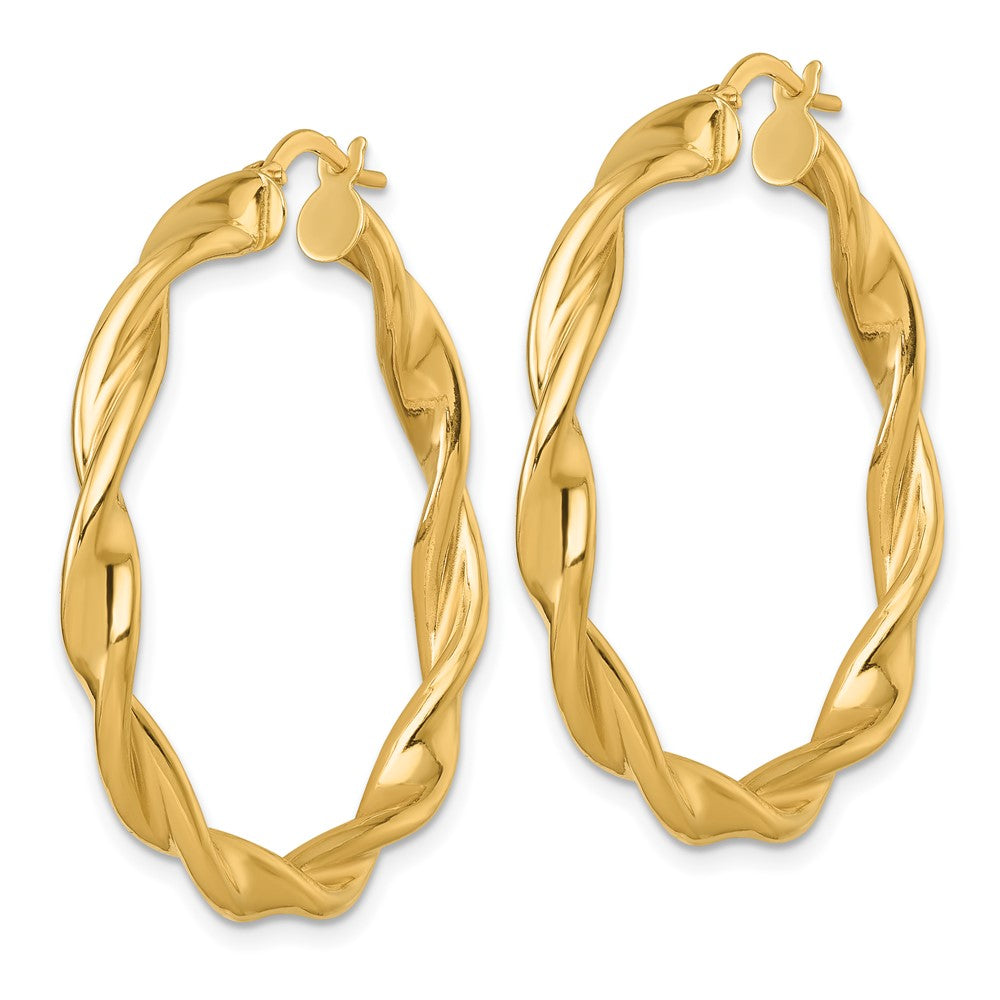 14k Polished Twist Hoop Earrings