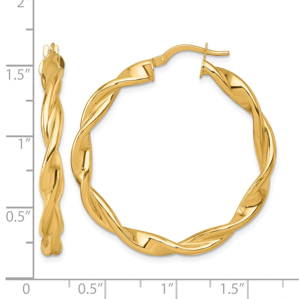 14k Polished Twist Hoop Earrings