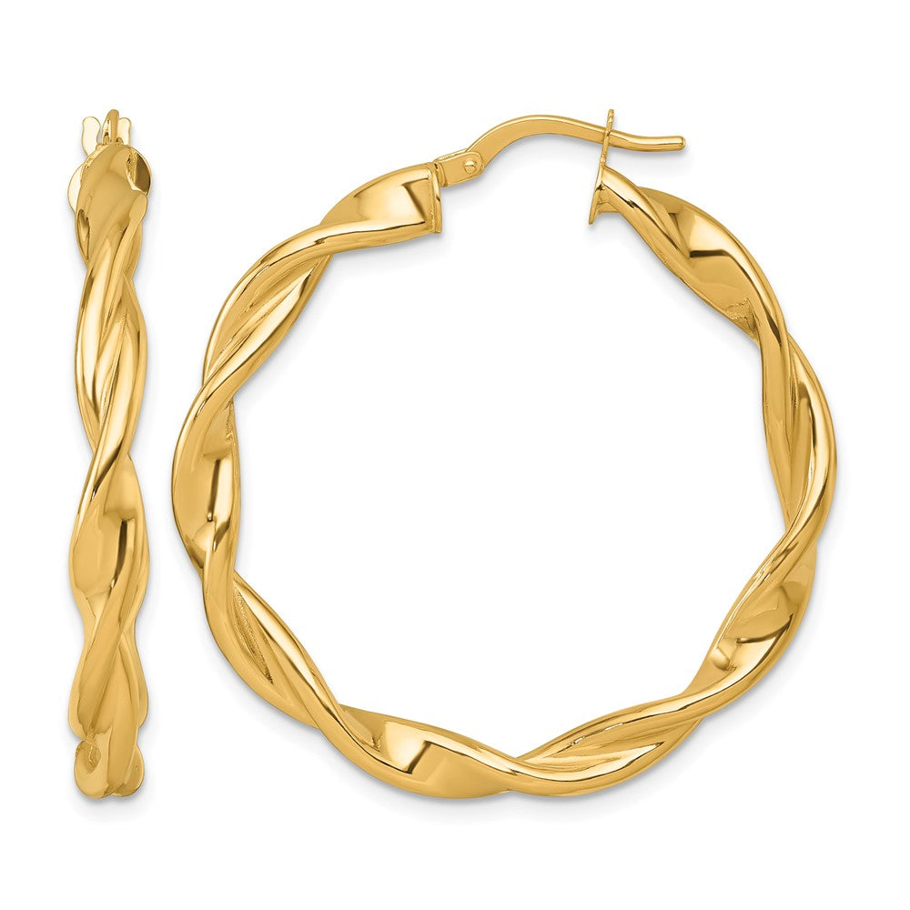 14k Polished Twist Hoop Earrings