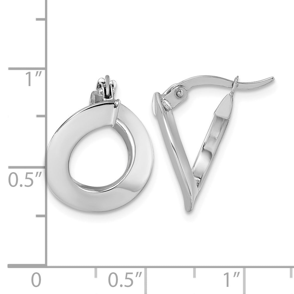14k White Gold Polished Twisted Oval Hoop Earrings