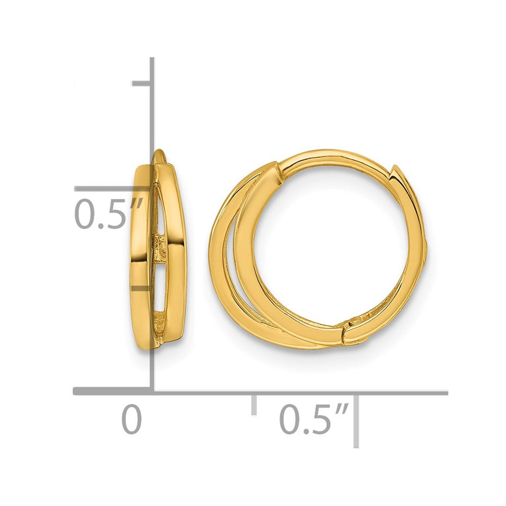 14k Polished Fancy Hinged Round Hoop Earrings