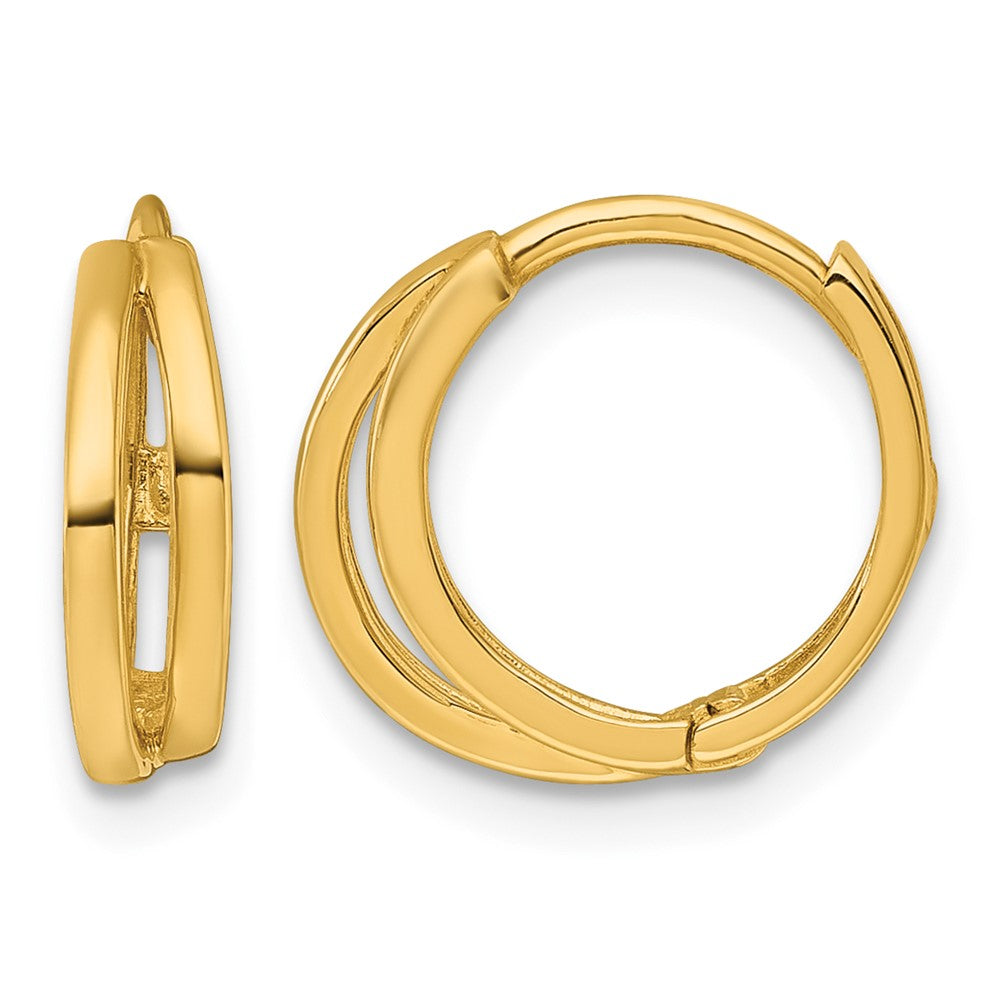 14k Polished Fancy Hinged Round Hoop Earrings