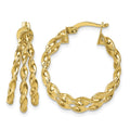 14k Polished Three Strand Twisted Hoop Earrings