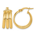 14K Polished Triple Row Hoop Earrings
