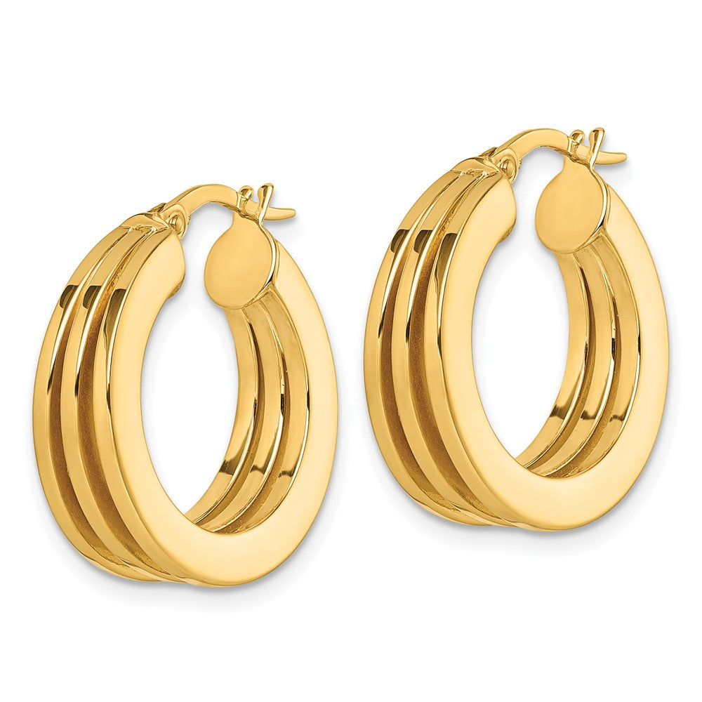 14K Polished Square Tube Hoop Earrings
