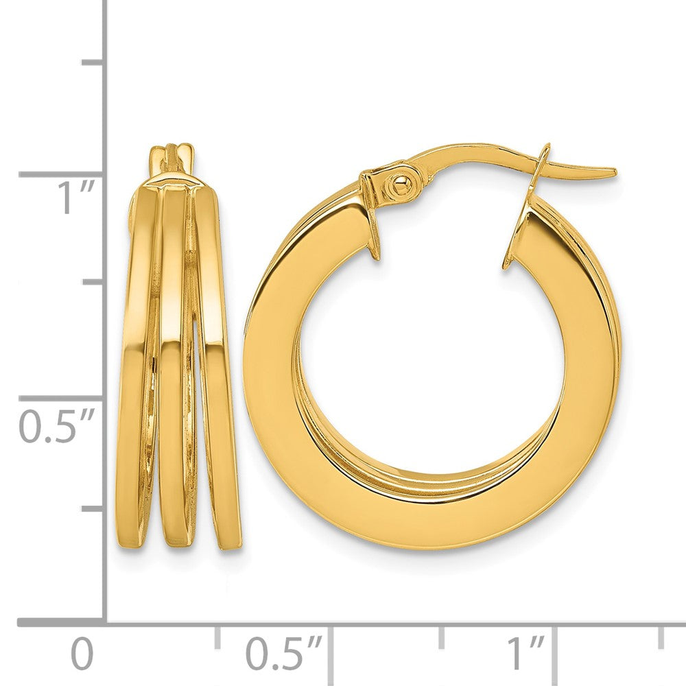 14K Polished Square Tube Hoop Earrings
