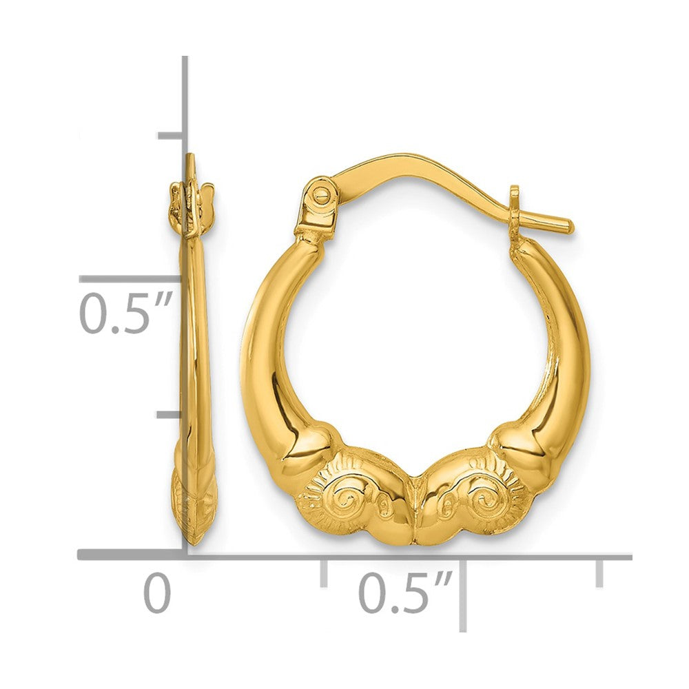 14k Polished Ram Head Hoop Earrings