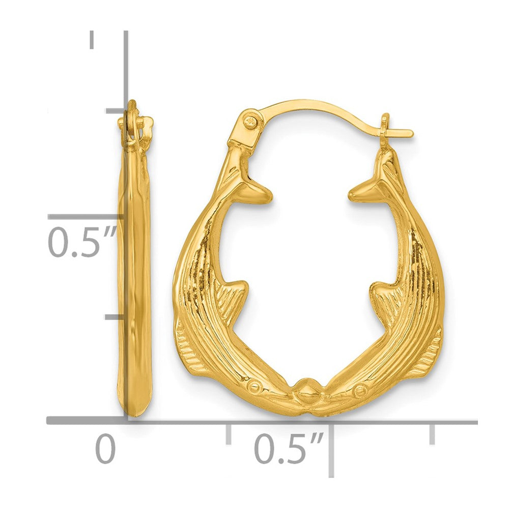 14k Polished Whale Hoop Earrings