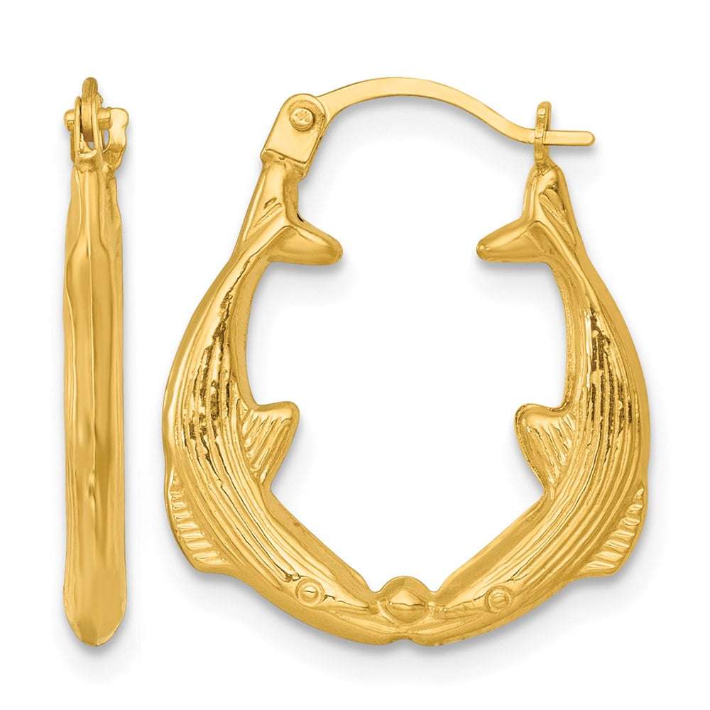 14k Polished Whale Hoop Earrings